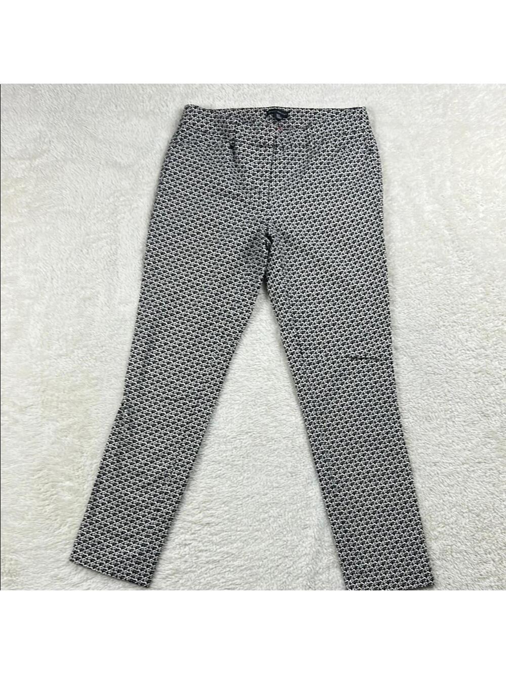 Willi Smith Women’s Patterned Slim Trouser Pants Size 4 Black White Career Work